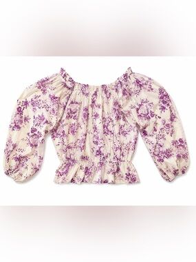 Flying Tomato Floral Off Shoulder Peasant Top Size L 100% Cotton Cottagecore